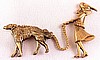 SJ7 Coro lady walking dog chatelaine pin